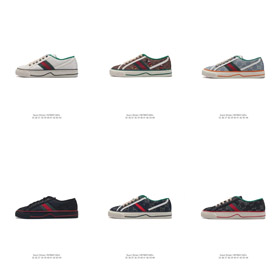 GUCCI Tennis 1977 Round-toe lace-up low-top canvas shoes-4849  